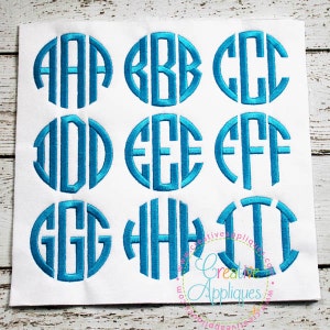 5 Sizes BX Natural Circle Embroidery Monogram Alphabet Font + 6 frames Digital Machine Embroidery. circle embroidery font, monogram font