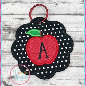 Scallop Tag Apple Tag In the Hoop Applique Machine Embroidery Design 5 Sizes, scallop label, scallop charm, scallop name tag