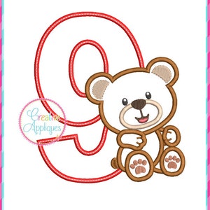 Boy Bear 9 Machine Embroidery Applique Design 4 SIZES, bear applique, teddy bear embroidery, ninth birthday, birthday bear applique