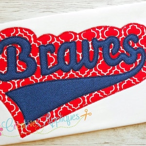 Braves Digital Machine Embroidery Applique Design 6 sizes, braves applique, braves name, braves mascot, braves word, braves baseball