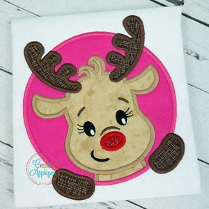 Girl Reindeer Applique Digital Machine Embroidery Design 4 Sizes, reindeer applique, reindeer embroidery, girl reindeer applique