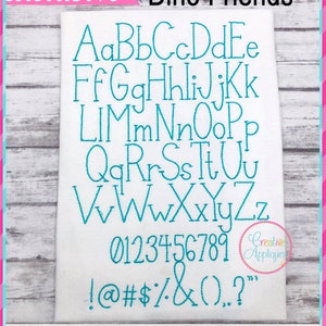 EXCLUSIVE Dino Friends Embroidery Font Machine Embroidery, 6 sizes, A to Z, numbers, punctuation, bean stitch embroidery font, floss stitch
