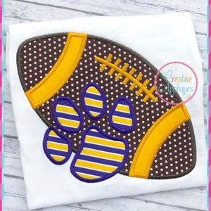 Tiger Paw Football Applique Digital Machine Embroidery Design 4 Sizes, tigers football, tigers applique, tiger football, tiger applique