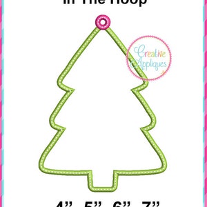 In The Hoop Christmas Tree Tag Embroidery Design, Tag In the Hoop Machine Embroidery Design, gift tag tree, image 2