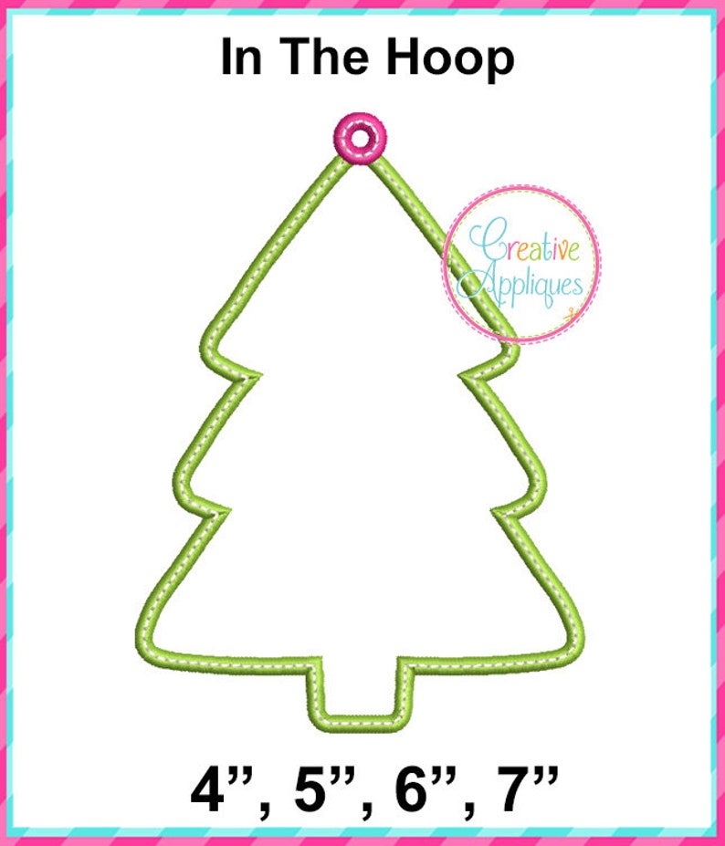 In The Hoop Christmas Tree Tag Embroidery Design, Tag In the Hoop Machine Embroidery Design, gift tag tree, image 2