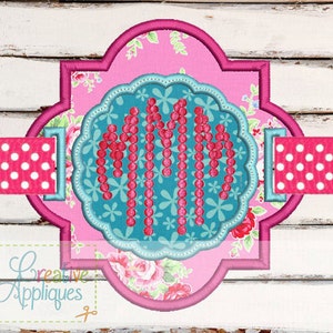 Quatrefoil Monogram Scallop Charm  ITH (In The Hoop) Machine Embroidery Design 5 sizes