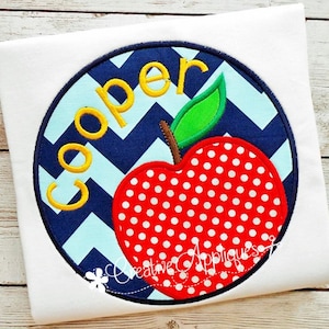 Apple Circle Digital Machine Embroidery Applique Design 4 sizes