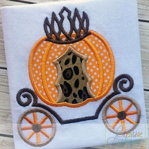 Princess Pumpkin Carriage Applique Machine Embroidery  Design 4 Sizes
