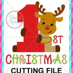 EXKLUSIVE 1. Weihnachten Rentier SVG, 1. Weihnachten cut Datei, 1. Weihnachten schneiden Datei, Babys erste Svg begrenzte kommerzielle Nutzung