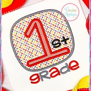 1st Grade Applique Digital Machine Embroidery Applique Design 4 sizes, 1st grade embroidery design, 1st grade applique design, 1st grader