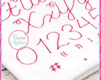 12 Sizes Cursive Script Floss Embroidery Alphabet Font Digital Machine Embroidery, A to Z, numbers, symbols,