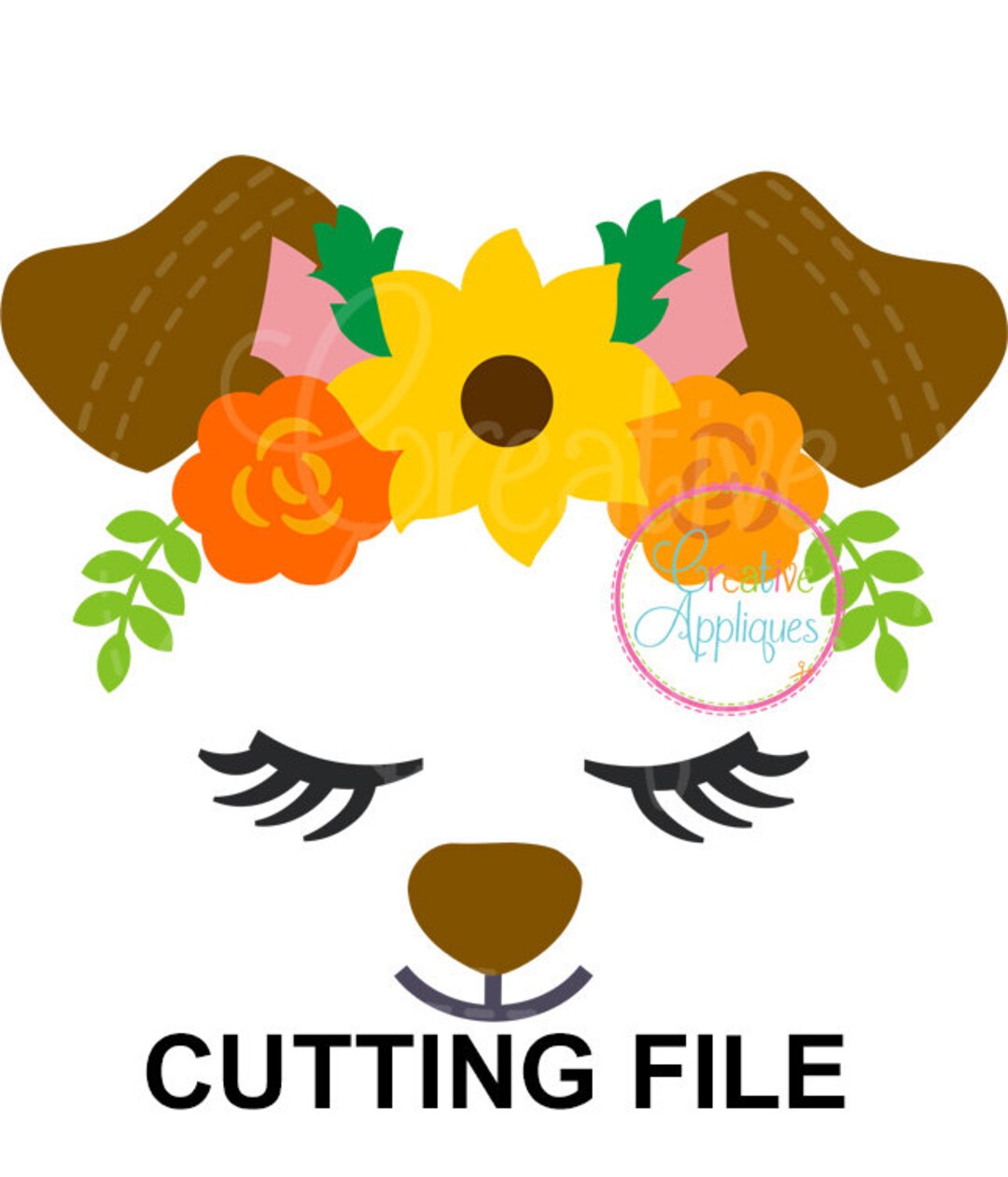 Dog Face Flower Crown SVG Cutting File, Dog Cut File, Dog Cutting File ...
