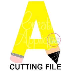 Lápiz alfabeto letra SVG archivo de corte, escuela svg, lápiz svg, archivo de corte de lápiz, archivo de corte de lápiz svg, archivo de corte de monograma, corte de lápiz svg