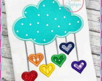 Cloud Hearts Applique Design Machine Embroidery 5 Sizes, hearts applique, heart embroidery, valentine applique embroidery