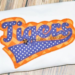 Tigers Digital Machine Embroidery Applique Design 6 sizes, tigers applique, tigers football, tigers mascot, tigers word, tigers name, tigers