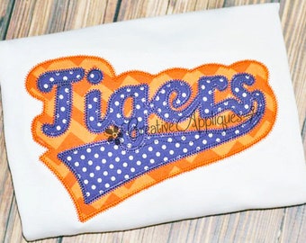 Tigers Digital Machine Embroidery Applique Design 6 sizes, tigers applique, tigers football, tigers mascot, tigers word, tigers name, tigers