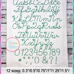 12 Sizes Cursive Script Floss Embroidery Alphabet Font Digital Machine ...