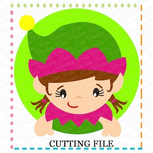 ESCLUSIVO File in formato SVG Elf Girl taglio, Elf tagliare file, Natale svg, file di taglio elfo, elfo cerchio svg, Natale svg, santa elfo svg