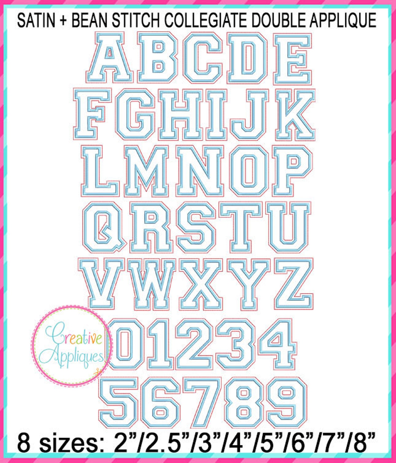Collegiate Double Applique Alphabet Letters A Thru Z, Machine ...