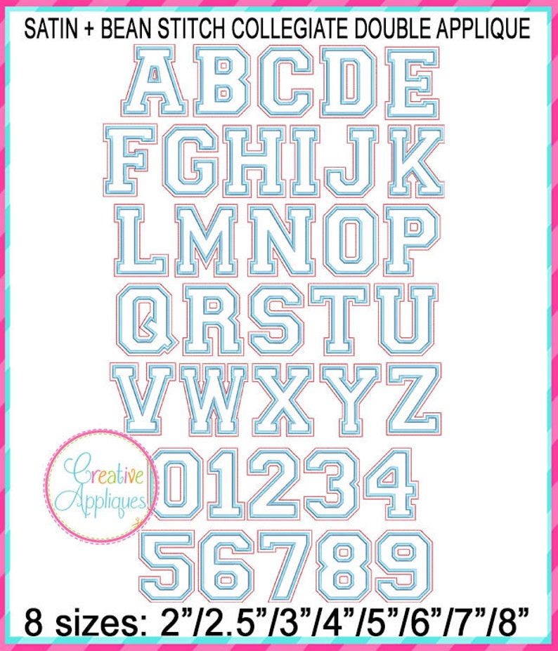 Collegiate Double Applique Alphabet Letters A Thru Z Machine Etsy