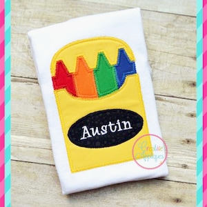 Zigzag Stitch Crayon Box Digital Machine Embroidery Applique Design 5 sizes, crayon applique design pattern, monogram applique