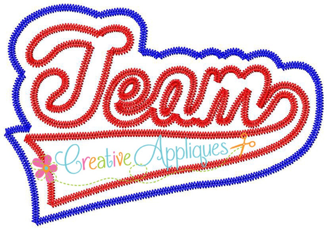 Team Applique Digital Machine Embroidery Design 4 Sizes Team Etsy