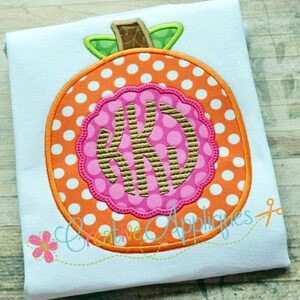 Scallop Monogram Pumpkin Digital Machine Embroidery Applique Design 4 Sizes, pumpkin applique, monogram applique, thanksgiving applique