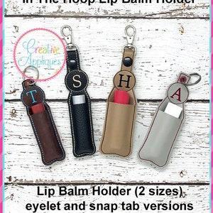 ITH In The Hoop Lip Balm Holder Embroidery Design, In the Hoop Machine Embroidery Design, alphabet, letters, lip balm holder embroidery image 1