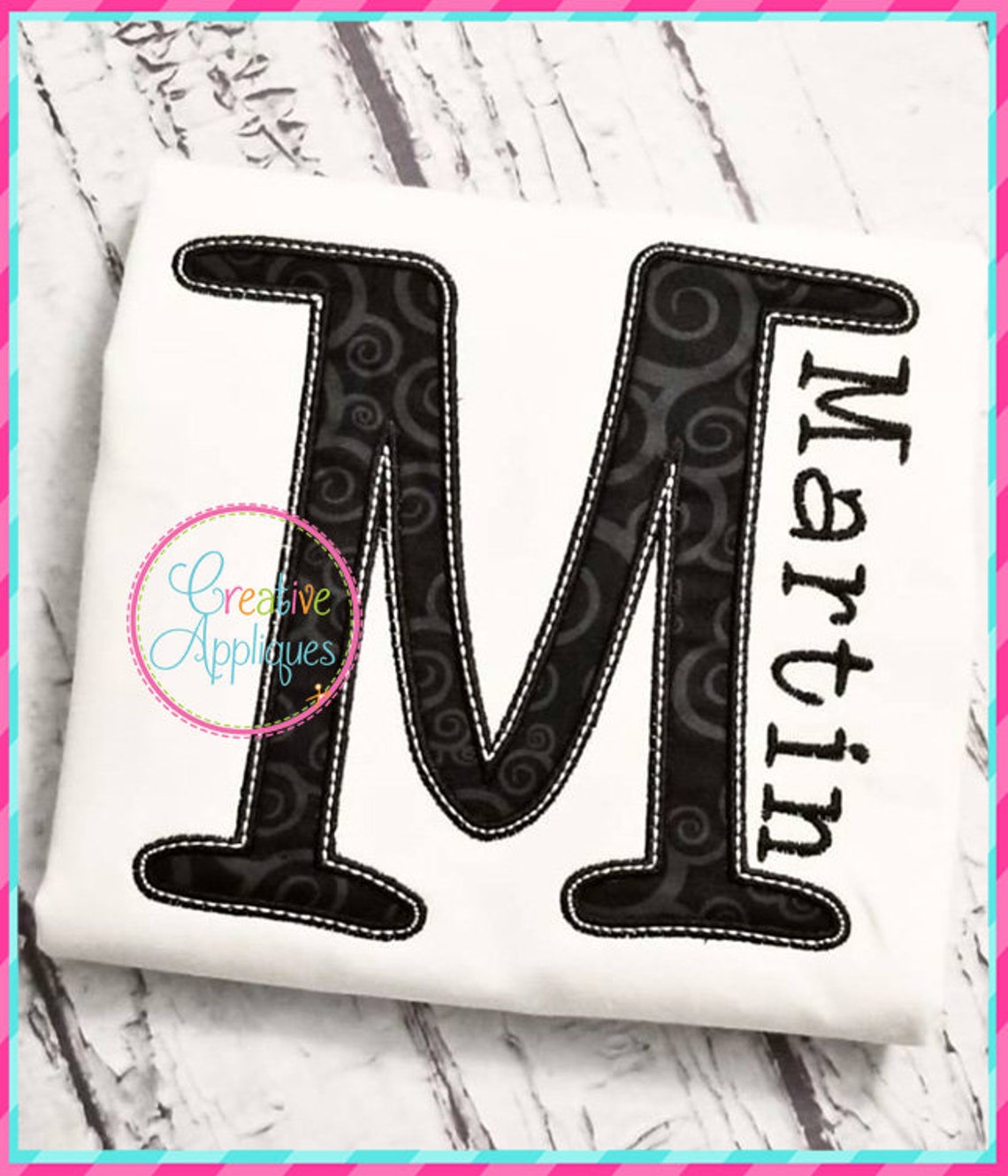 Recess Lettering Recess Applique Alphabet Letter Set A-Z Applique Machine Embroidery ...