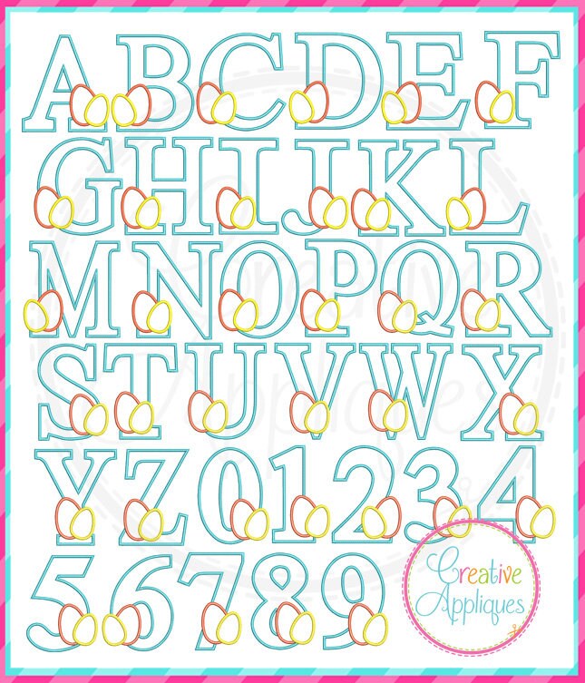 Easter Egg Alphabet Applique Machine Embroidery Design 4 Sizes, Letter ...