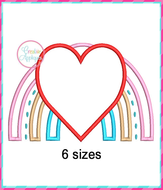 Heart Rainbow Machine Embroidery Applique Design 6 SIZES, Rainbow ...