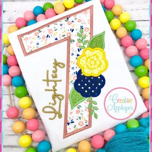 4 Sizes! Flower Number Set, Applique Machine Embroidery Design, applique numbers, flower numbers