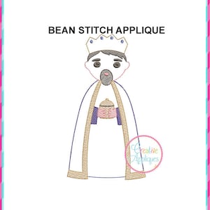 Bean Stitch Wiseman 1 Applique Embroidery Design 5 Sizes, wiseman embroidery, nativity christmas embroidery, machine embroidery