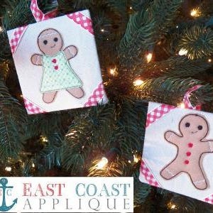 Ginger Boy Ornaments In The Hoop machine embroidery design, christmas embroidery, ornament  embroidery, in the hoop ornament