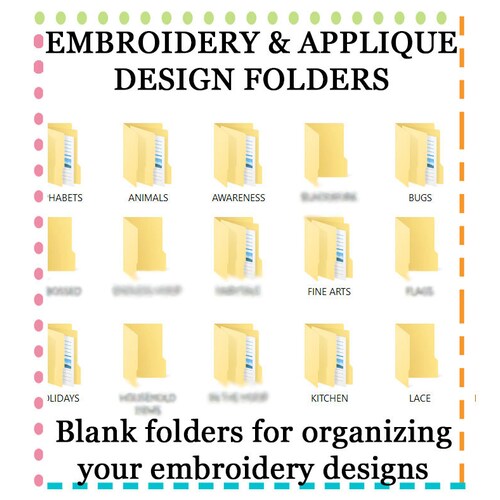 PC Empty Embroidery Machine Computer File Folders to Organize | Etsy