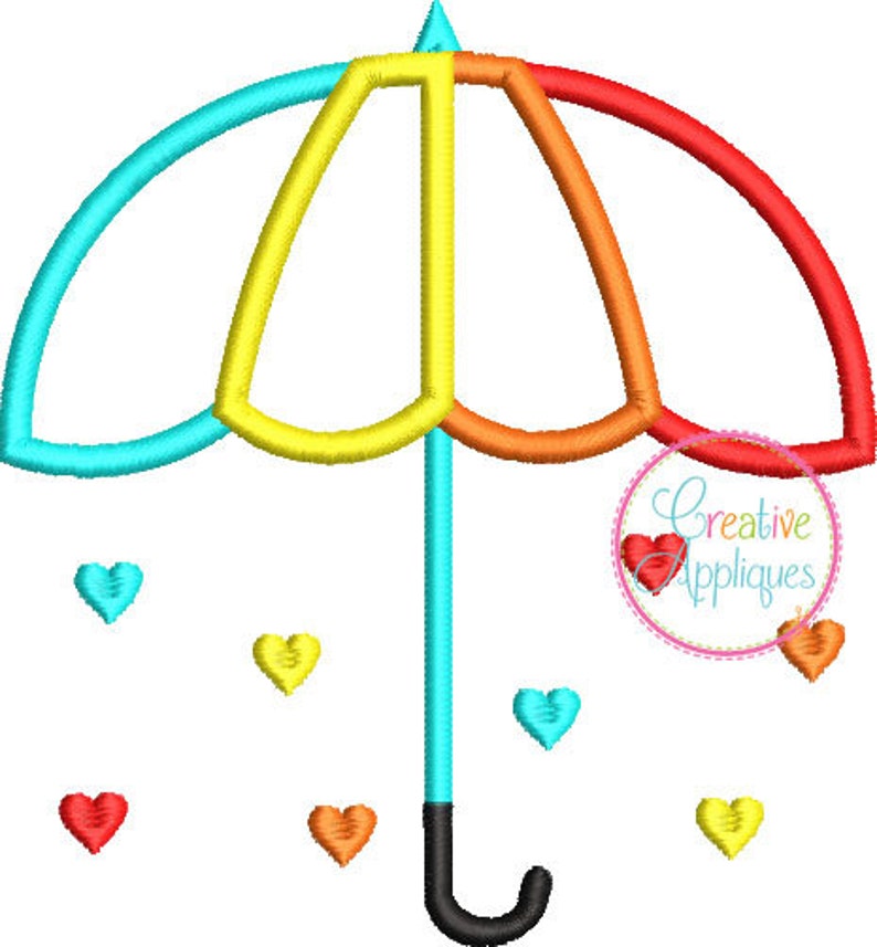 Umbrella Machine Embroidery Applique Design Umbrella Etsy