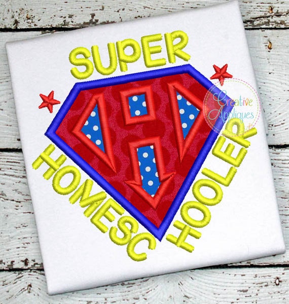Super Homeschooler  Digital Machine Embroidery Applique Design 4 sizes