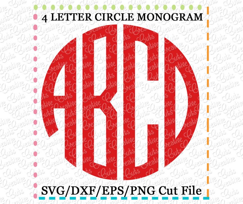 EXCLUSIVE 4 Letter Circle Monogram Font SVG Eps DXF Cutting Etsy