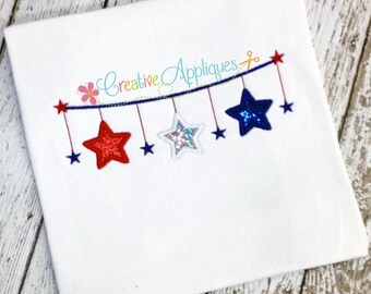 Patriotic Stars Digital Machine Embroidery Applique Design 4 sizes