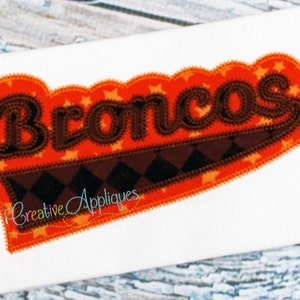 Broncos Digital Machine Embroidery Applique Design 6 sizes, broncos mascot, broncos football, broncos applique, broncos name