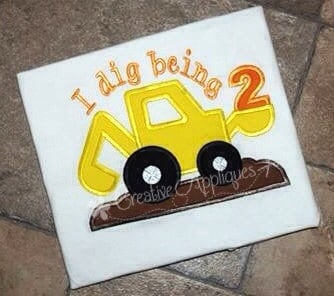 Digger Birthday 2 Digital Machine Embroidery Applique Design 4 Sizes …
