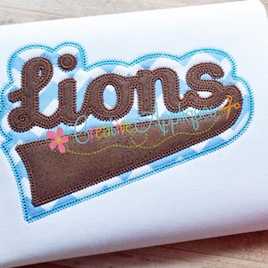 Lions Digital Machine Embroidery Applique Design 6 sizes, lions mascot,  lions applique, lions name, lions word, lions football