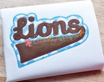 Lions Digital Machine Embroidery Applique Design 6 sizes, lions mascot,  lions applique, lions name, lions word, lions football