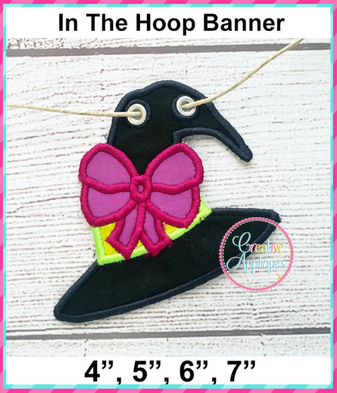Witch Hat Banner in the Hoop Machine Embroidery Design 4 Size, in the ...
