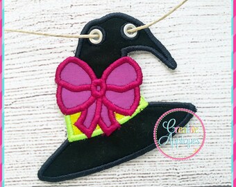 Witch Hat Banner In The Hoop Machine Embroidery Design 4 size, in the hoop banner, halloween banner design, pillow charm design