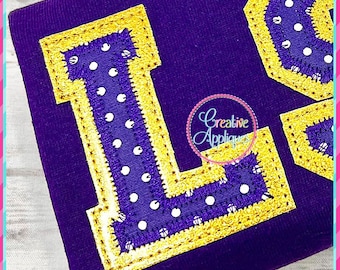 Puntada de frijol + Puntada en zigzag Doble Aplique Letras del alfabeto colegial de la A a la Z, números Bordado a máquina Diseño de apliques 2 "-8", 8 tamaños