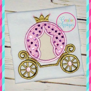 Princess  Carriage Applique Machine Embroidery Design 4 Sizes, princess carriage applique, cinderella carriage applique, carriage embroidery
