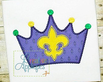 Mardi Gras Fleur De Lis Crown Applique Digital Machine Embroidery  Design 4 Sizes, mardi gras princess applique, crown applique