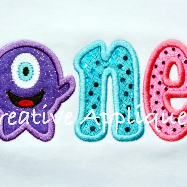 Un cumpleaños monstruo Digital máquina bordado apliques diseño 5 tamaños