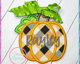 Pumpkin Tag In the Hoop Applique Embroidery Design 4 Sizes, bag tag, in the hoop tag design, in the hoop bag tag embroidery, backpack tag